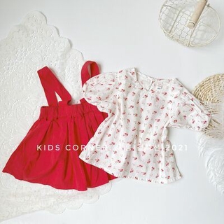 Set áo yếm hoa nhí đỏ