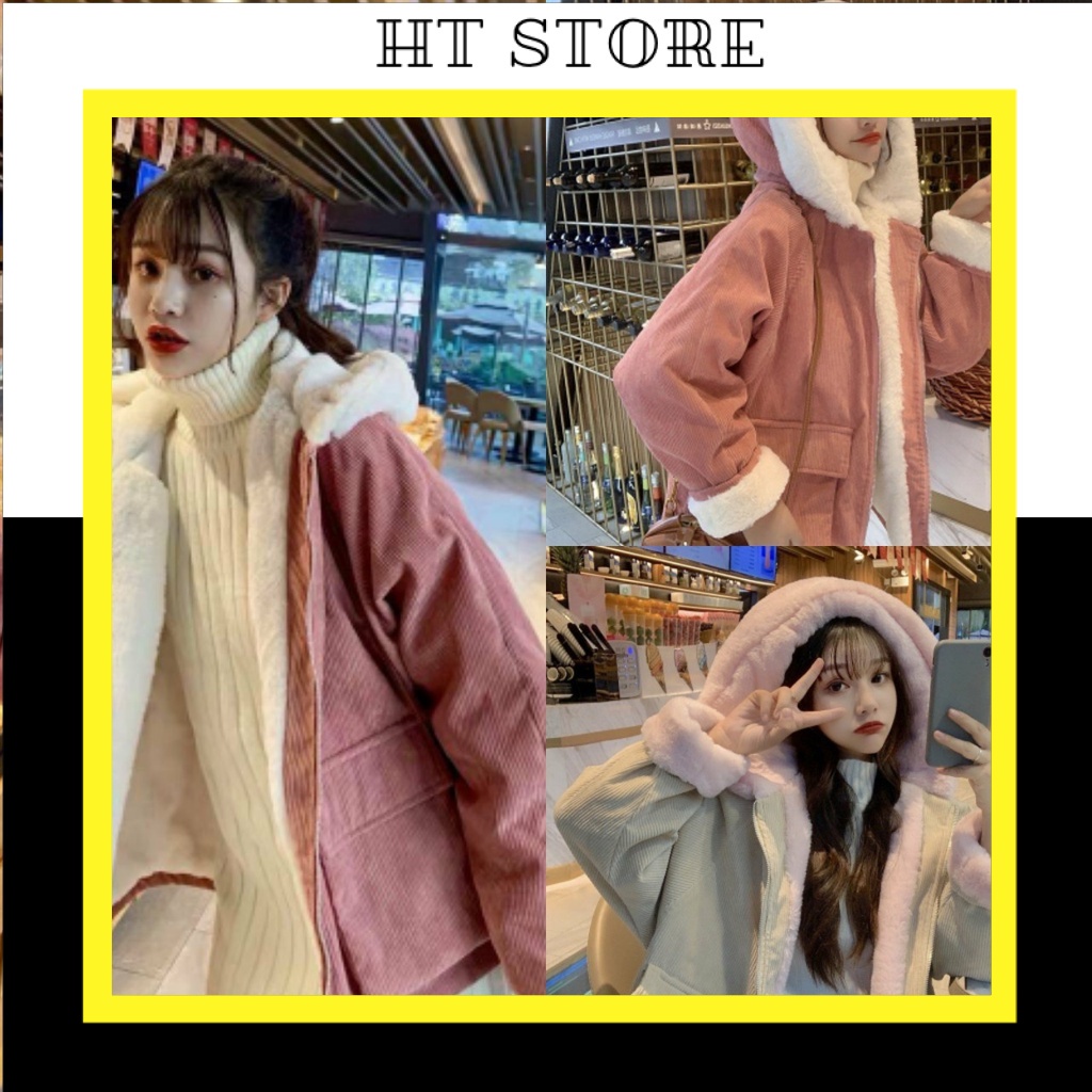 Áo Khoác  3 Màu Nhung Lót Lông dưới 65k Túi Trước , Áo  2 Lớp Khóa Kéo Có Mũ G049 - HT STORE