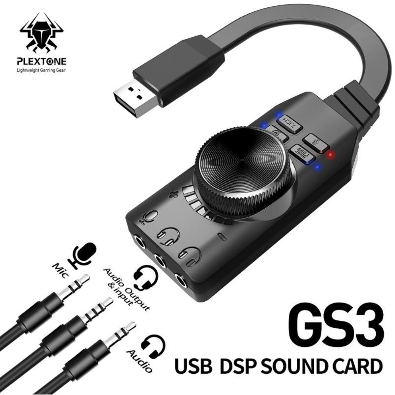 Card Rời Âm Thanh USB Plextone GS3 Mark II - Sound Card Âm Thanh Vòm 7.1 CH Cho Máy Tính PC Chuyên Game - Phim - Nhạc