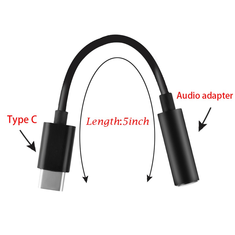 Type-C to 3.5mm Earphone Cable USB-C Male to 3.5 Female Audio Jack Adapter