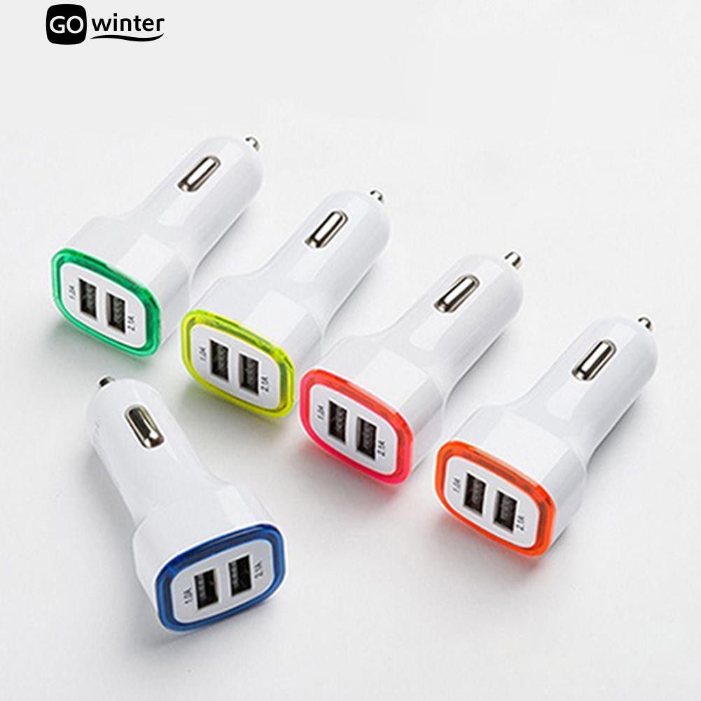 Ổ cắm sạc trên ô tô 2 cổng USB 2.1A có đèn LED