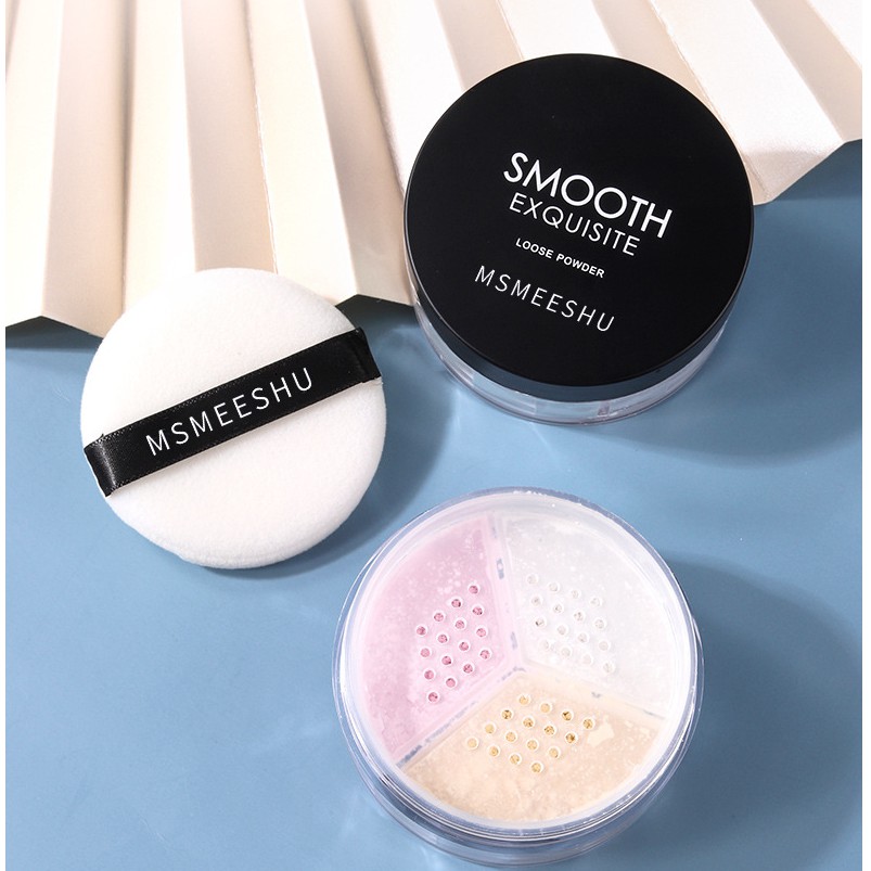 (hàng Mới Về)MSMEESHU Bộ trang điểm make up 4 món (Kem nền 35ml + Kem lót 35ml+ Phấn phủ 4.5g+Bột phồng)