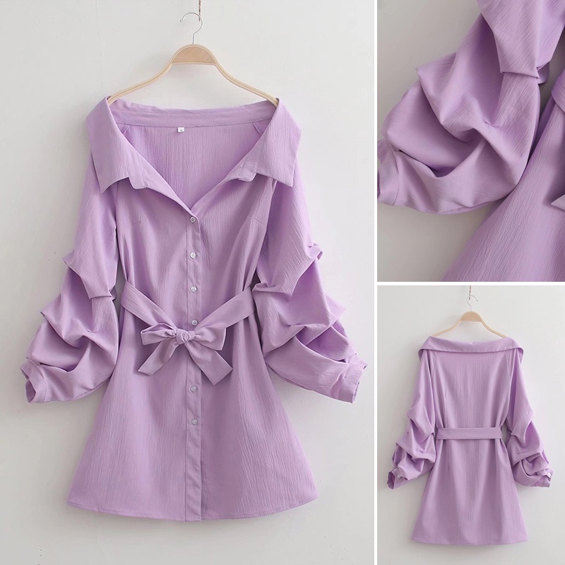 Đầm Zara Tay Dài Hở Vai Xếp Ly Cài Khuy Phối Dây Nịt Thời Trang Mùa Hè 22 Kiểu Mới