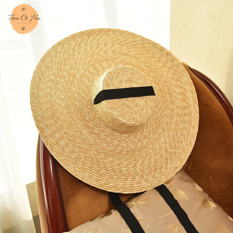 Mũ cói Gaucho rộng vành buộc dây vintage 12 và 15cm đi biển che nắng tốt 100% tự nhiên ship 1h không lo hỏng