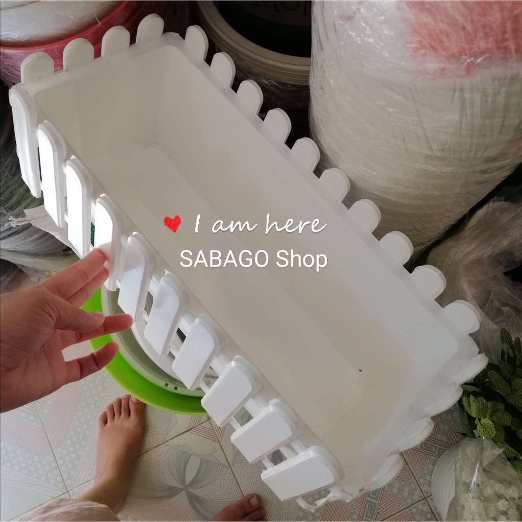 Chậu hàng rào nhựa size lớn 44cm Bền đẹp - cHẬU CHỮ NHẬT