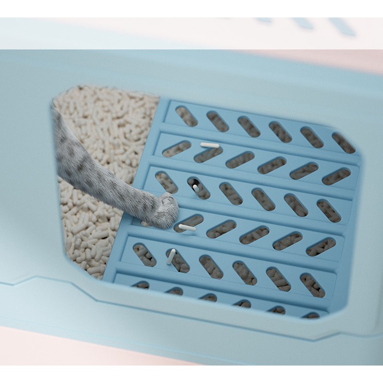 Nhà vệ sinh mèo chống văng cát hai cửa cho mèo  gấp gọn, ngăn mùi - new 2022