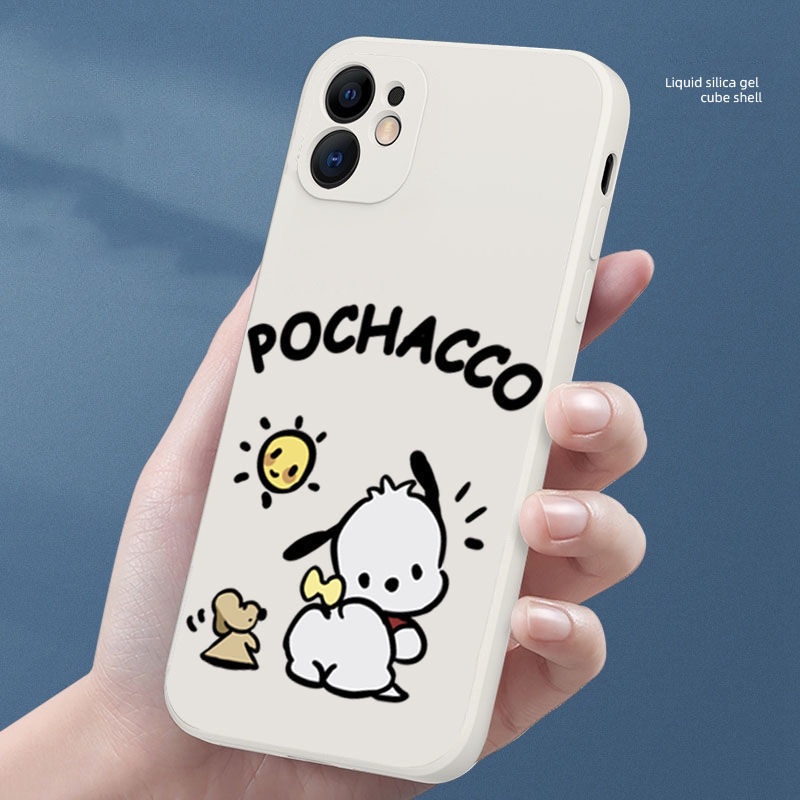 Ốp iphone 7 plus chú chó POCHACCO- ốp điện thoại iphone vuông 13 Pro Max 7 8 Plus X XR Xs Max 11 Pro Max  12 Pro Max