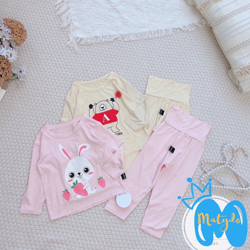 Quần áo trẻ em đồ bộ áo quần dài tay bo ống cạp cao cho bé trai bé gái nằm điều hòa BD07