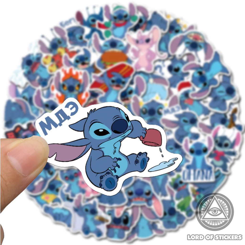 Set 50 Miếng Dán Sticker Hoạt Hình Stitch Chống Thấm Nước Trang Trí Mũ Bảo Hiểm, Điện Thoại, Laptop, Ván Trượt, Sổ, Vali