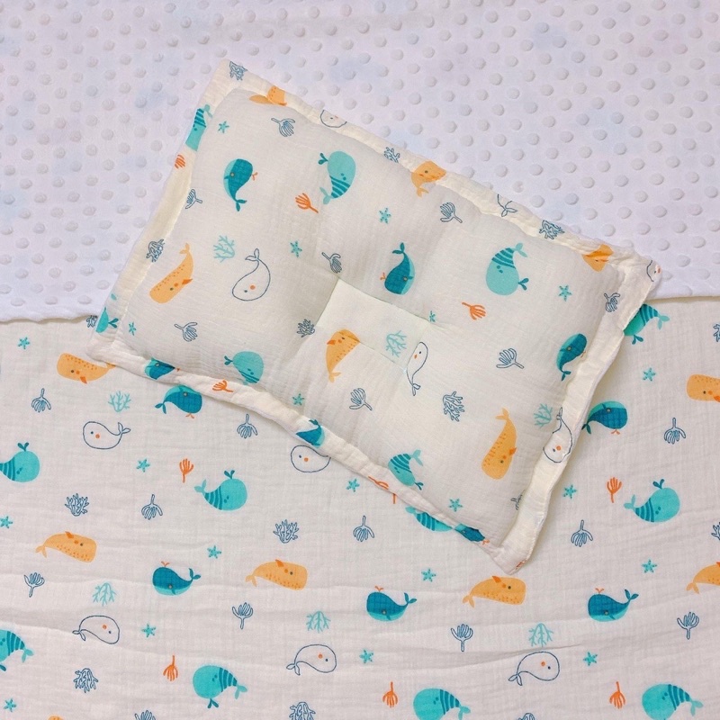 Vải xô muslin 2 lớp cao cấp hình cá heo mềm mịn chuẩn loại 1 dùng may khăn và quần áo cho bé