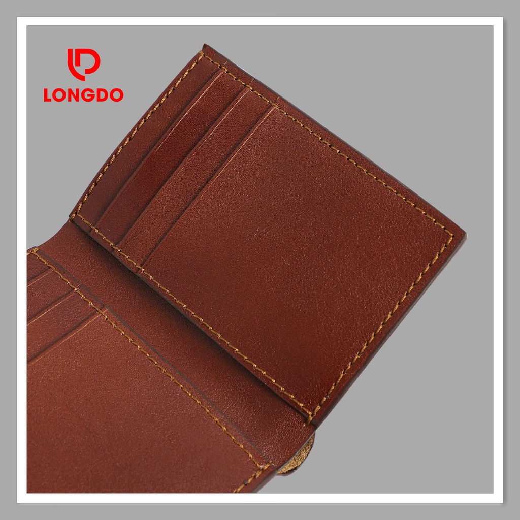 Ví da bò thật - Cam kết da bò thật 100% - Ví đứng - Hàng chính hãng thương hiệu Longdo Leather - BD01