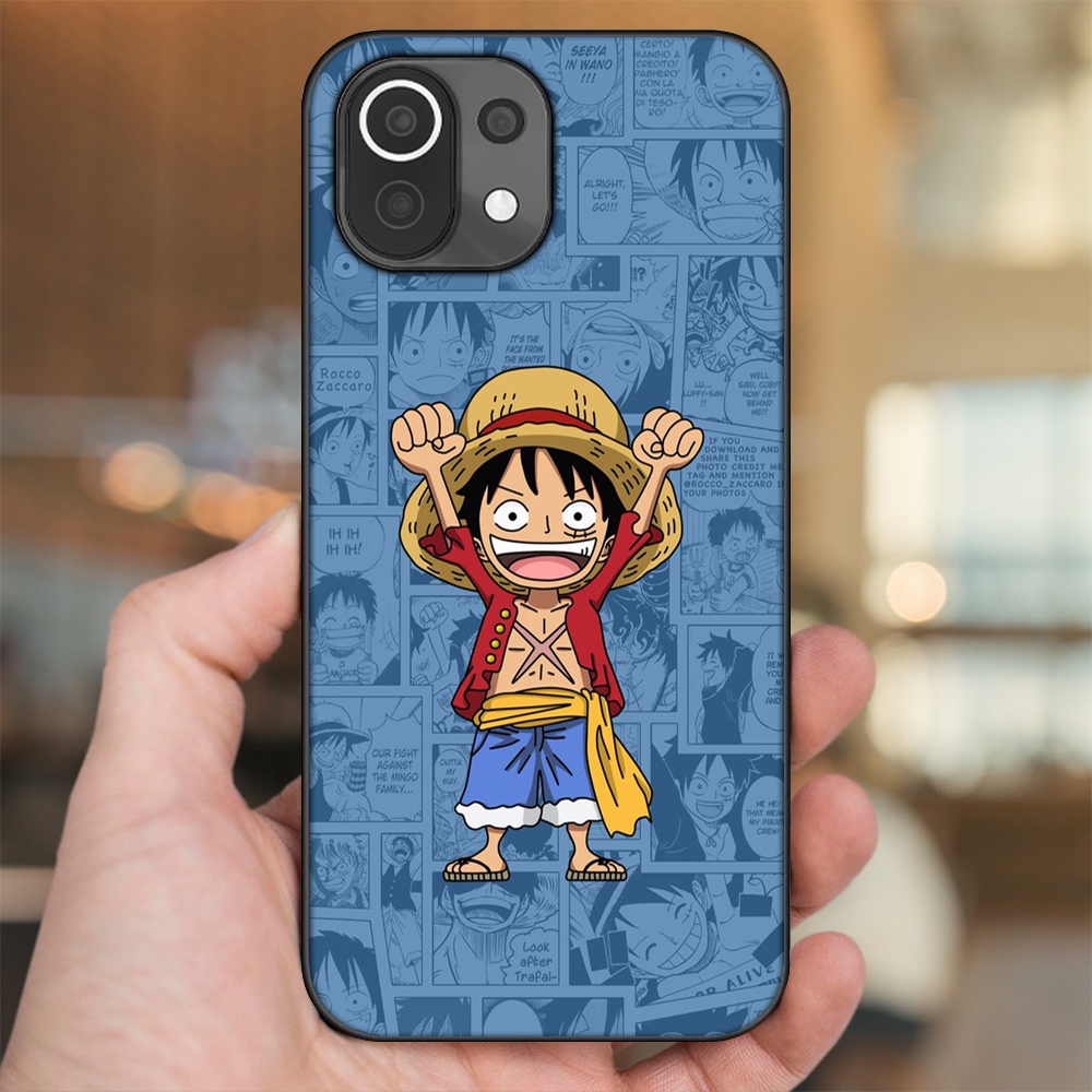 Ốp lưng Xiaomi Mi 11 Lite viền đen in hình Luffy One Piece