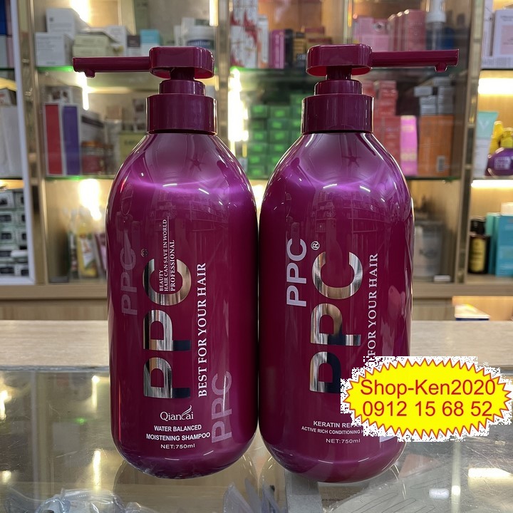 Cặp dầu gội xả PPC Keratin Repair 750ml x2 phục hồi tóc hư tổn