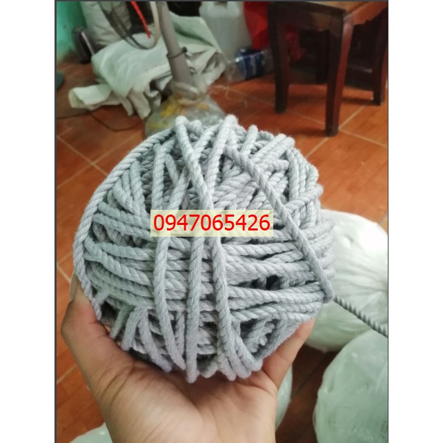 Dây thừng cotton macrame màu xám khói size 5mm 1kg