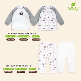 Set 2 áo/ 2 quần raglan bé trai Lullaby