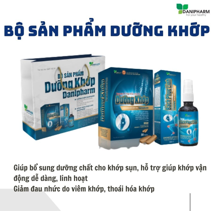 Bộ sản phẩm Dưỡng Khớp DANIPHARM (30 viên), kèm Xịt Giảm Đau Bách Phục Linh lọ 50ml