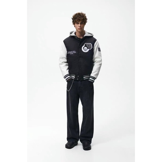 Order áo khoác xuất dư ZARA của nam Áo khoác bomber có mũ trùm đầu