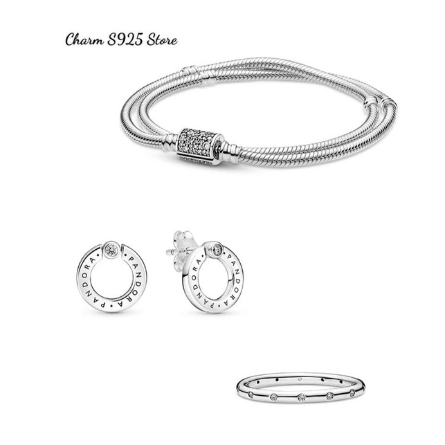 VÒNG TAY PAN ALE MỀM ĐÔI KHOÁ TRỤ ĐÍNH ĐÁ BẠC S925 CAO CẤP