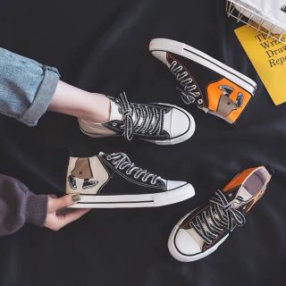 Giày cao cổ hoạ tiết đôi giày ngộ nghĩnh