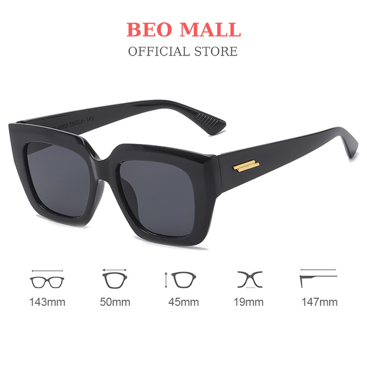 Kính râm gọng vuông nam nữ BEOMALL thiết kế thời trang hàn quốc KT012