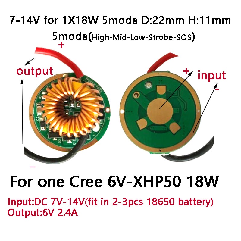 1 Chiếc Trình Điều Khiển Đèn Pha LED Cree XPE XRE XPG2 Q5 XML L2 T6 18650 XHP50 XHP70