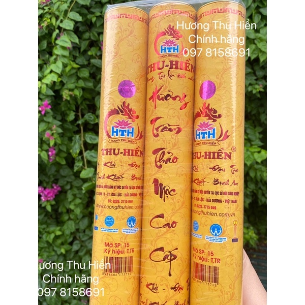 Combo 3 ống hương trầm thảo mộc cao cấp Thu Hiền chính hãng, dài 38cm, đậu lộc tàn trắng