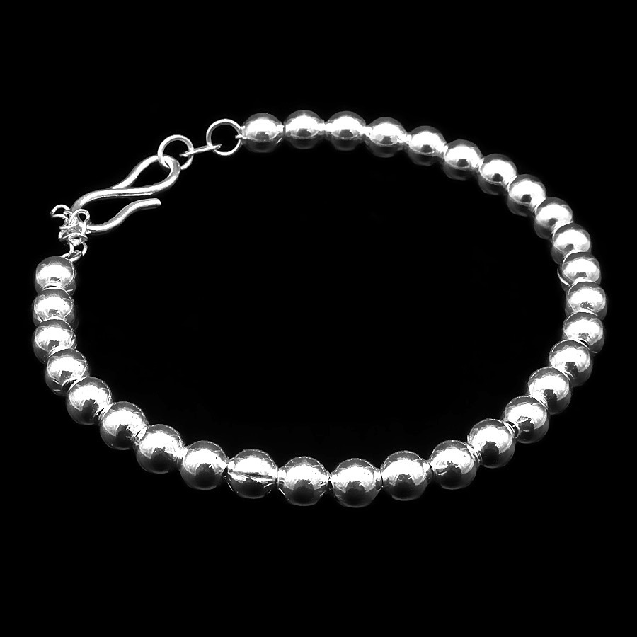 Vòng tay nữ BẠC HIỂU MINH LTU017 bi tròn đơn giản bạc chuẩn