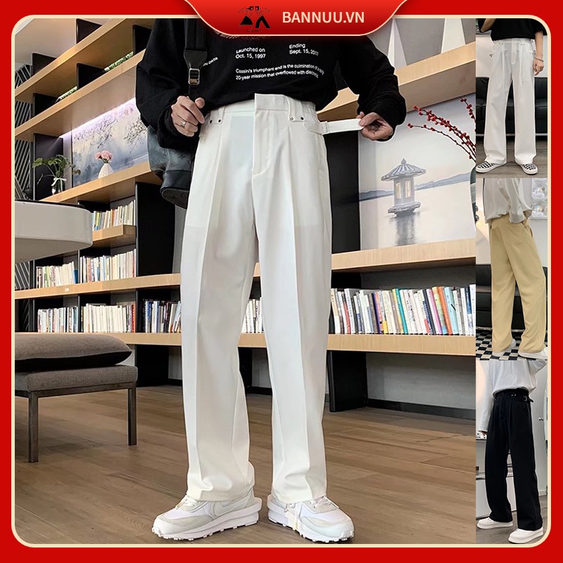 Quần Dài Nam Nữ Màu Trơn quần ống suông Dáng Rộng quần thể thao nam dài Nam Phong Cách Hàn Quốc quần dài Thời Trang quần bo nam