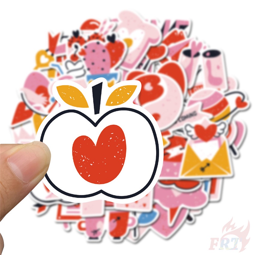 ❉ Nhãn Dán Màu Hồng Love Series 01 ❉ Bộ 50 Sticker Chống Thấm Nước Họa Tiết Doodle Hợp Thời Trang