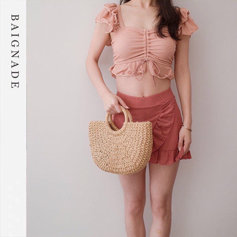 Bikini Đi Biển Đồ Bơi Nữ Dạng Váy Cao Cấp ulzzang Quảng Châu 2021 Đồ Bơi 2 Mảnh BR0351