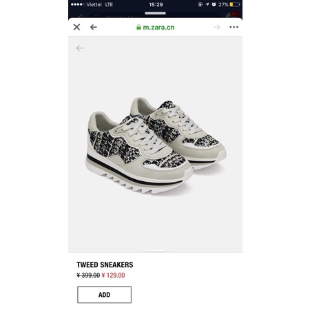 Pass giày sneaker Zara au size 35
