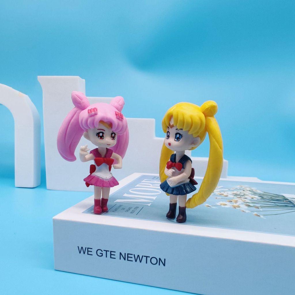 YIYU Đồ trang trí Cô Gái Tóc Dài Hoạt Hình Bằng Nhựa Resin Thủ Công DIY Phong Cách Nhật Bản