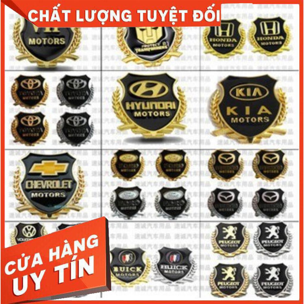 Combo 2 chiếc logo bông lúa dán hông xe - bằng kim loại