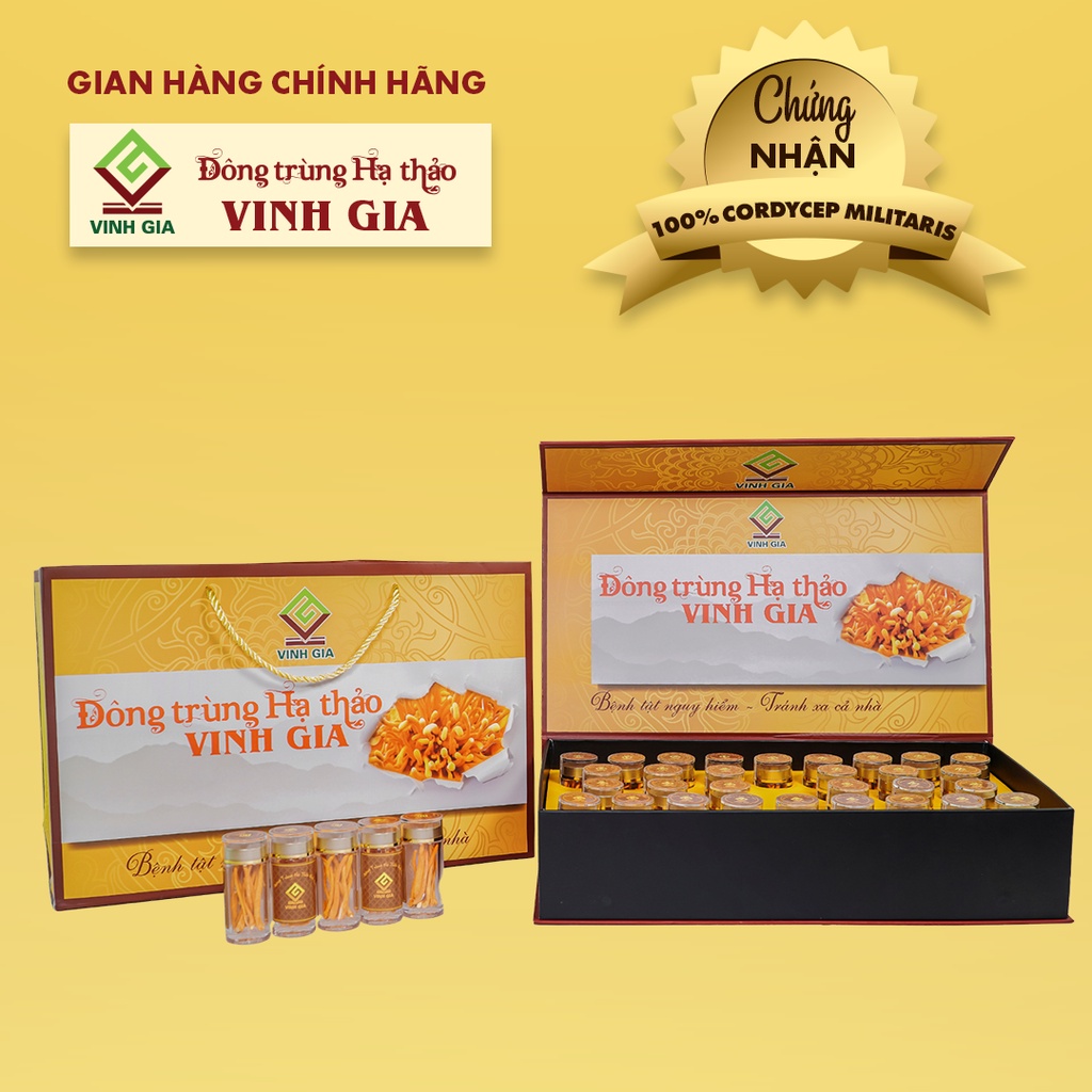 Đông Trùng Hạ Thảo Vinh Gia Quả Thể Khô Giúp Bổ Phế, Thận Khí Dành Cho Mọi Lứa Tuổi – Hộp 30 Lọ