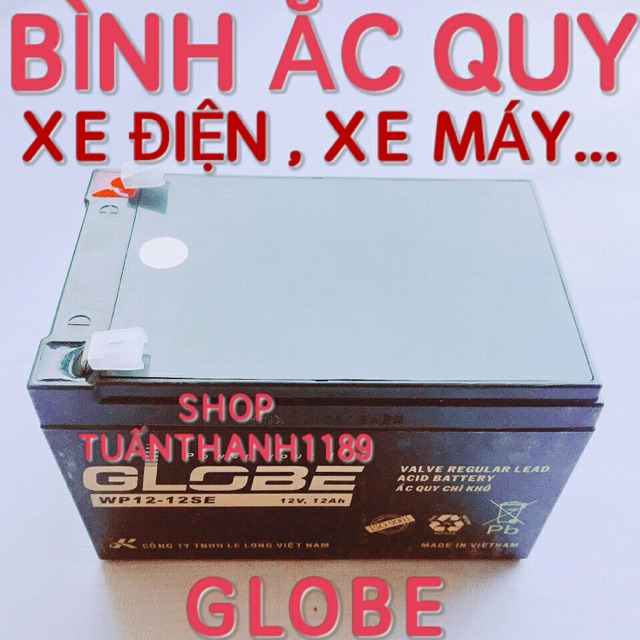 BÌNH ẮC QUY XE ĐẠP ĐIỆN GLOBE 12V 12AH