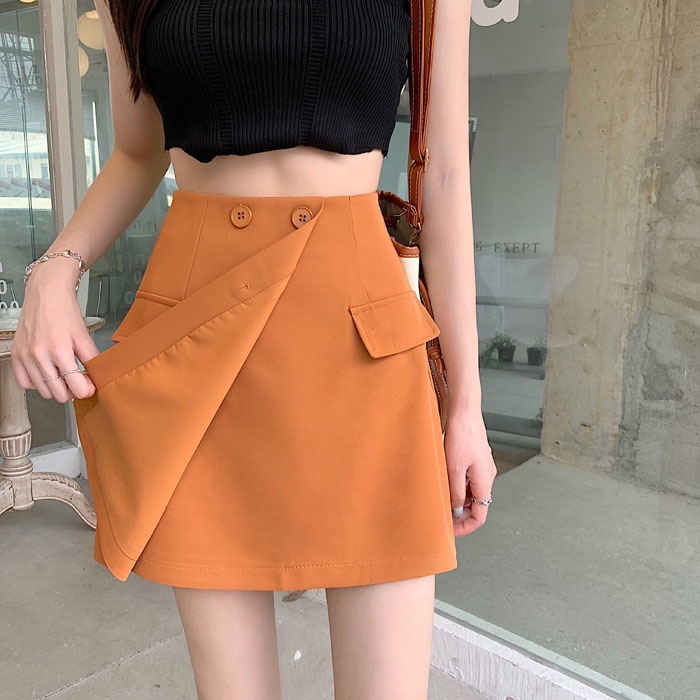 SUXI Chân Váy Chữ A Lưng Cao Màu Sắc Thời Trang Mùa Xuân Cho Nữ