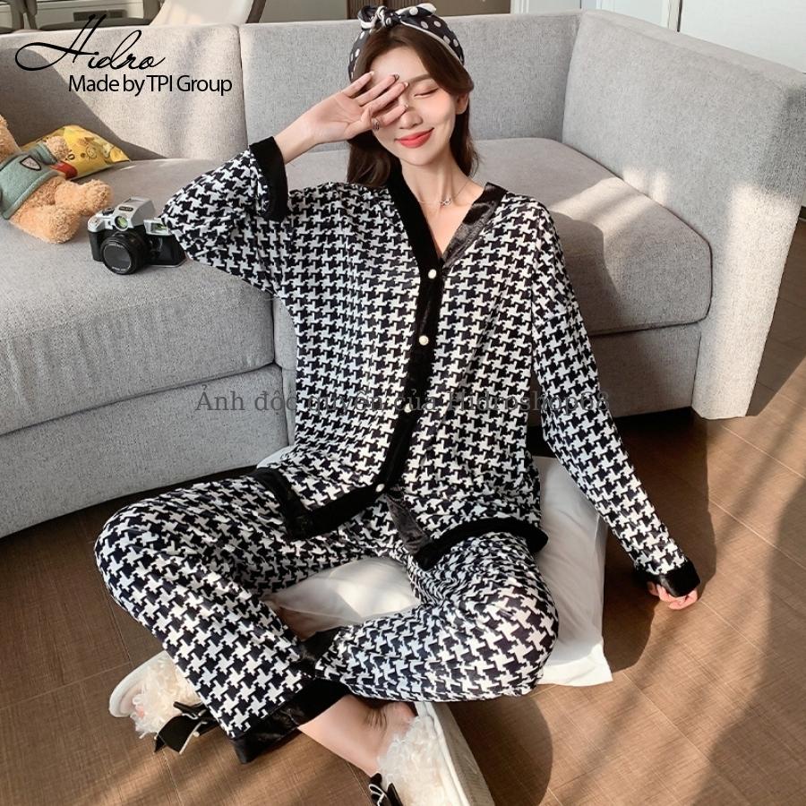 Bộ Ngủ Lụa Dài Tay Phối Viền hàng Thiết Kế Cao Cấp Chất Mềm Mịn | BigBuy360 - bigbuy360.vn