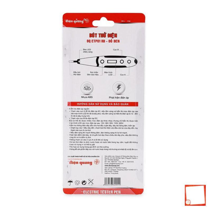 [Hàng chính hãng] Bút thử điện Điện Quang ĐQ ETP01 RB (hiển thị LCD, đỏ đen)
