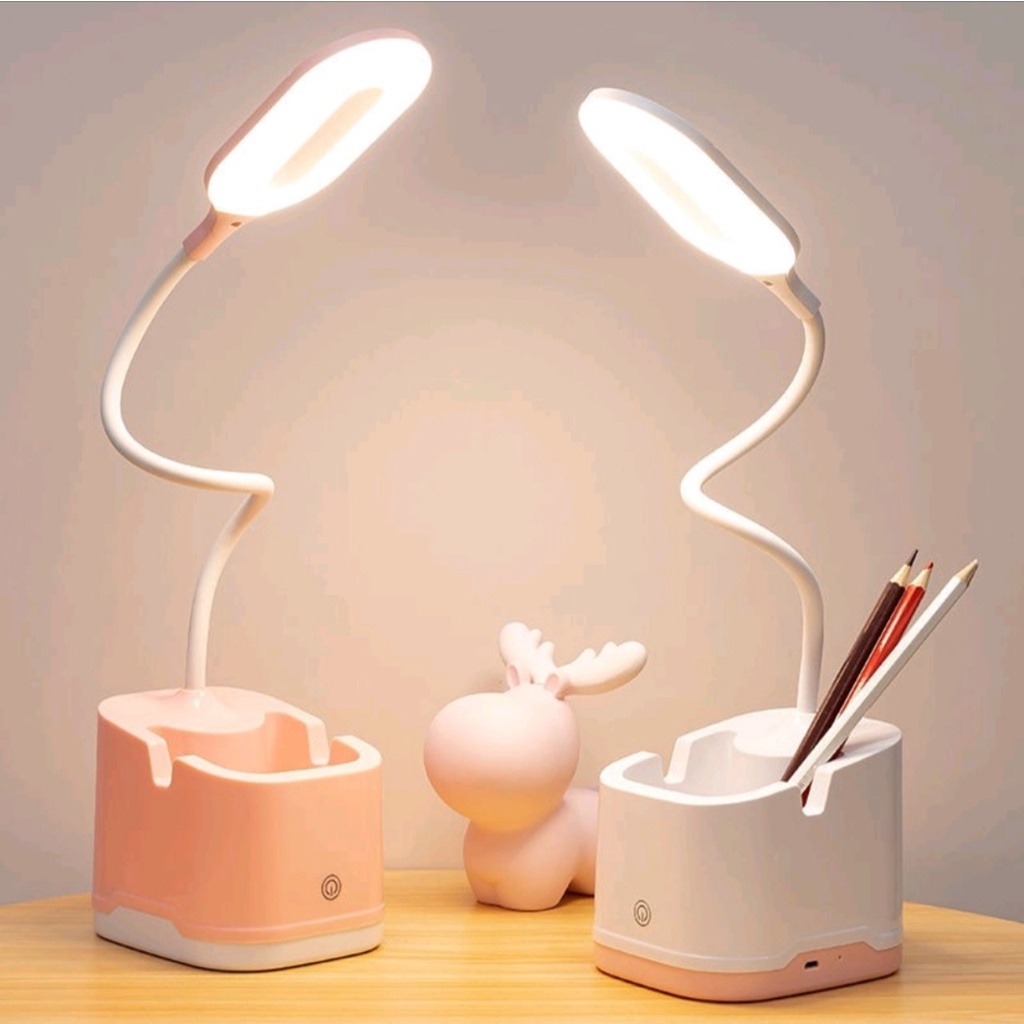 Đèn Bàn Học Đọc Sách Led 3 Chế Độ Sáng Bảo Vệ Mắt, Thiết Kế Kết Hợp Hộp Bút Và Giá Để Điện Thoaị