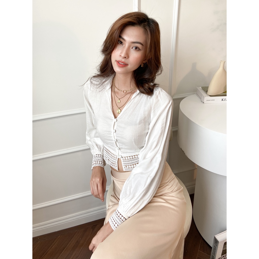 Áo Kiểu Cổ Sơ Mi Đính Nút EDINI - A1309