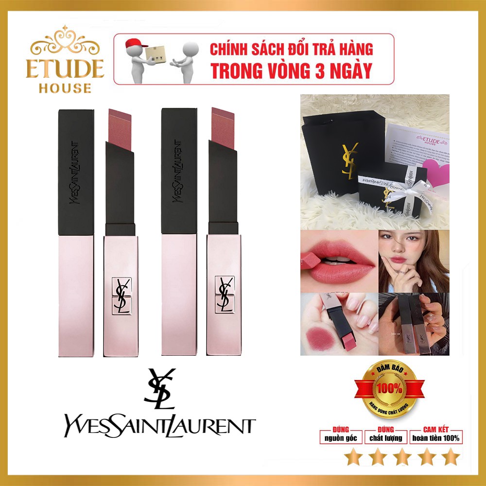 Son môi lì YSL The Slim Glow Matte Lipstick. đầy đủ túi hộp hãng full đủ các loại màu cho chị em