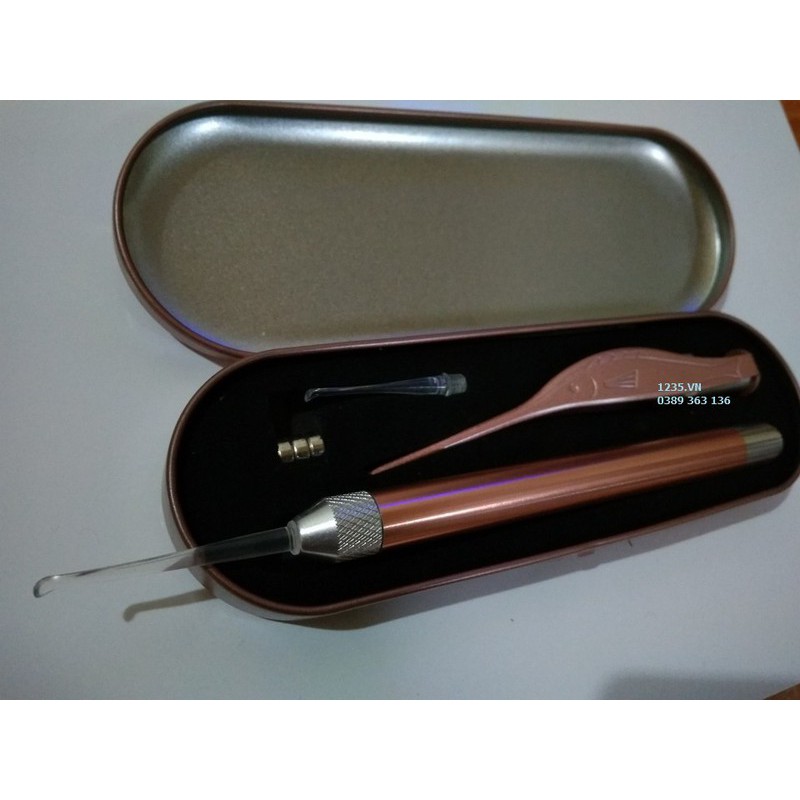 Dụng cụ lấy ráy tai 3 in 1 bút soi tai có đèn cao cấp đóng hộp thiếc sang trọng
