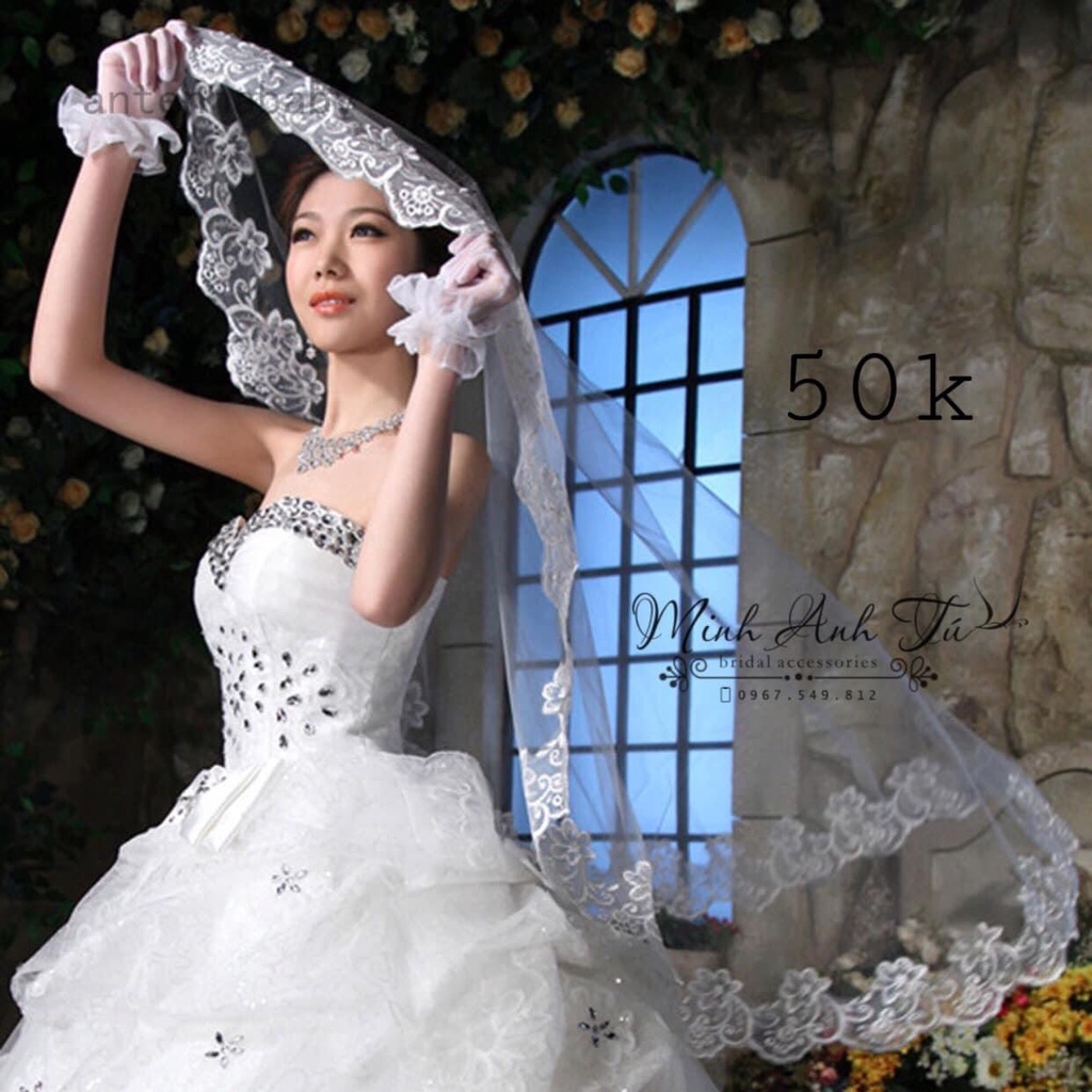 VOAN CÀI TÓC VIỀN THÊU CÔ DÂU SẴN ĐỎ TRẮNG