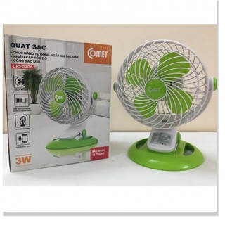 Quạt sạc tích điện Comet CRF0206 3W (Xanh lá) Điện Gia Dụng Bảo Minh - Điện Gia Dụng Bảo Minh