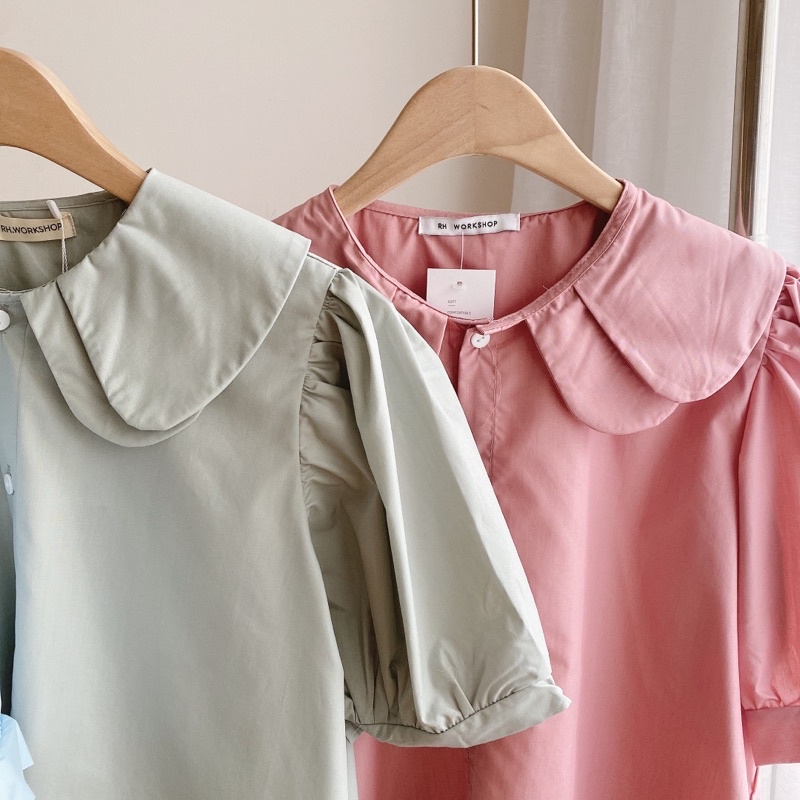 Áo sơ mi cổ 2 lá sen