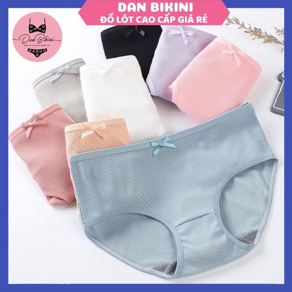 Quần Lót Nữ Cotton gân tăm kháng khuẩn đính nơ điệu đà dễ thương Danbikini mã A08