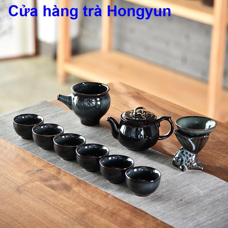 Bộ ấm trà men ngọc đặc biệt Bộ gốm gia dụng ấm trà đơn giản Bộ khay trà hoàn chỉnh của Kung Fu trà Bán buôn