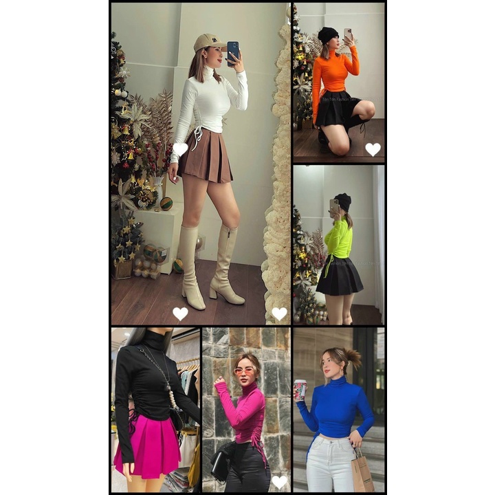 Áo thun cổ lọ tay dài rút dây 2 bên sexy NU50