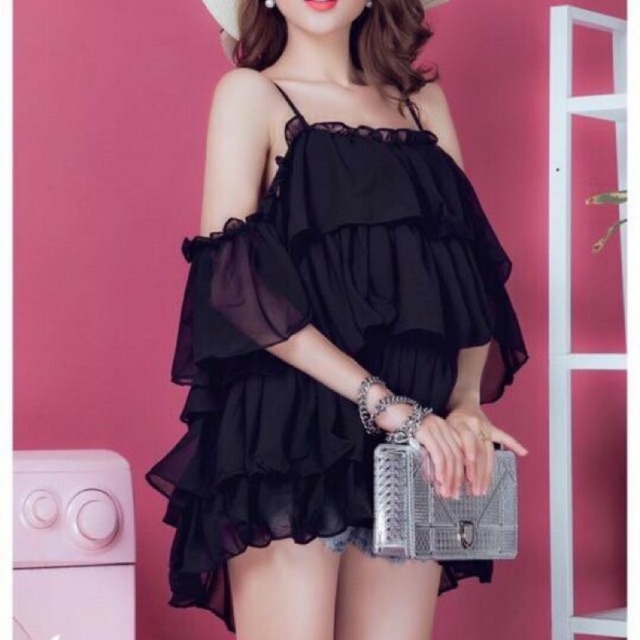 Áo tầng trễ vai