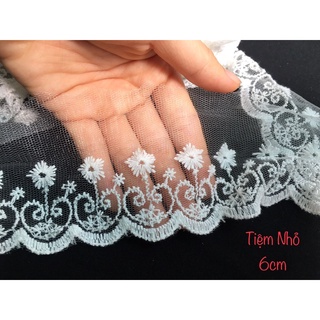 Ren lưới thêu hoa bản 6cm